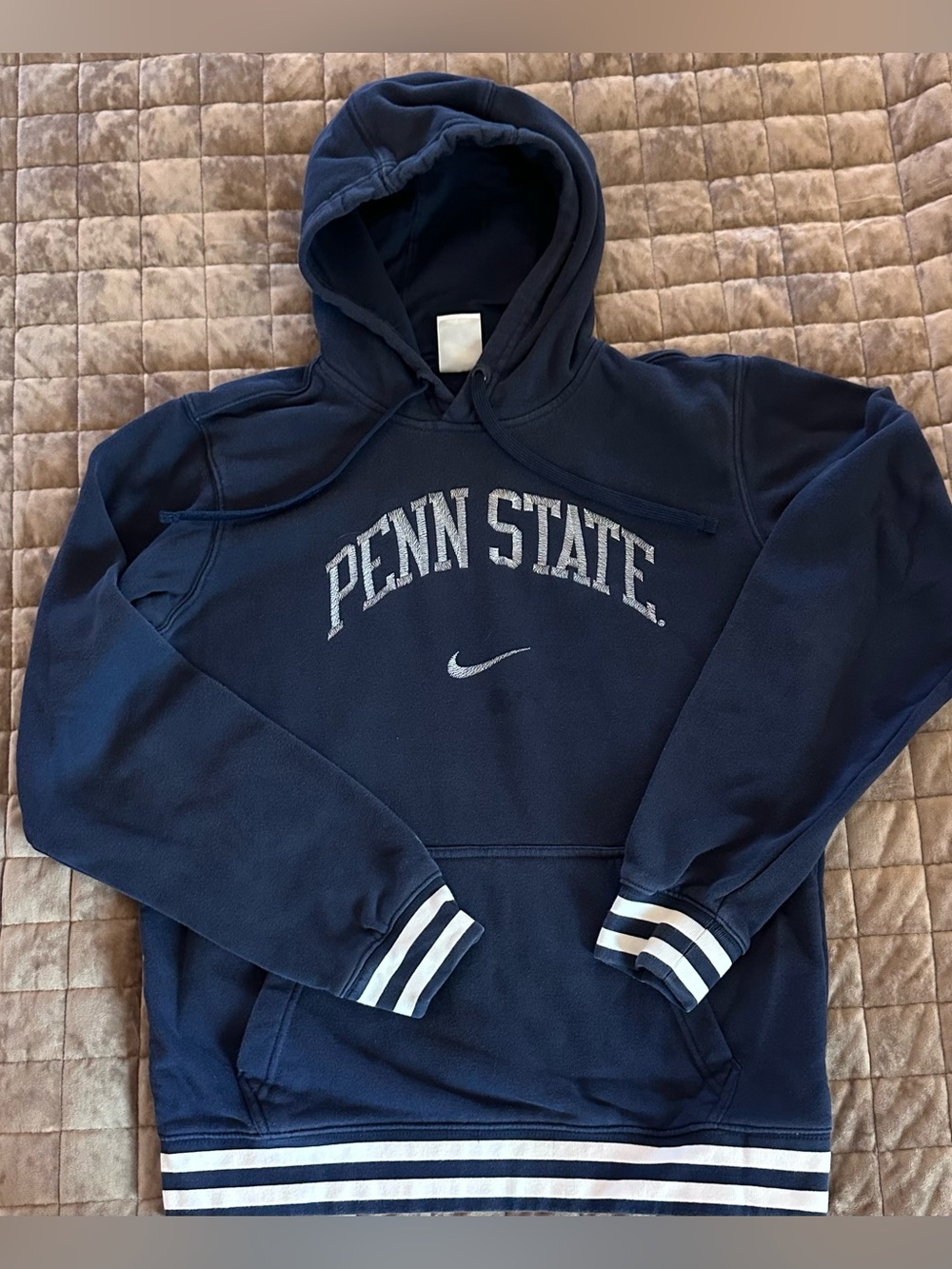 Nike Navy Penn State Hooded Sweatshirt with White Stripes, Men’s Size Small